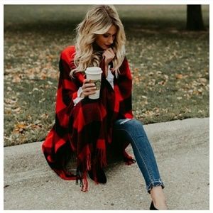 Plaid buffalo wrap - RED